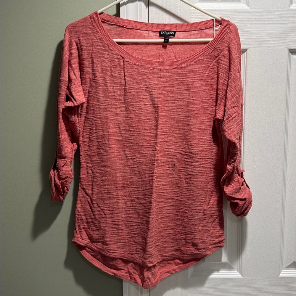 Express Pink Textured Long Sleeve Top